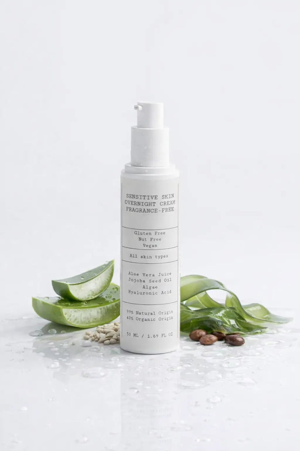 D.E.N. Sensitive Skin Overnight Cream, Fragrance-Free