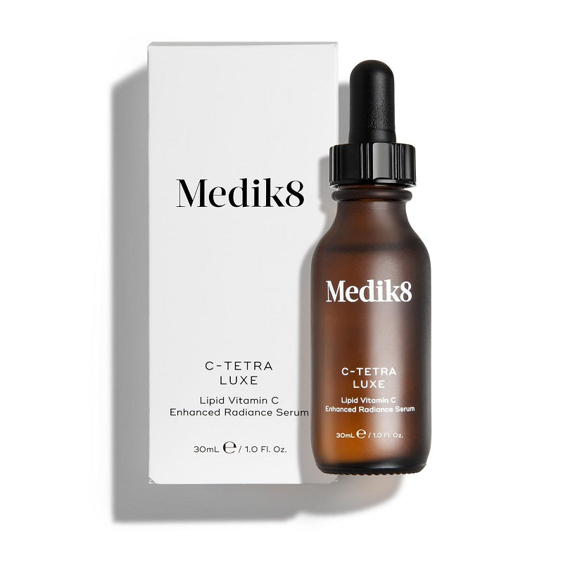 Medik8 C-Tetra Luxe vitamin C serum, 30ml amber dropper bottle with box