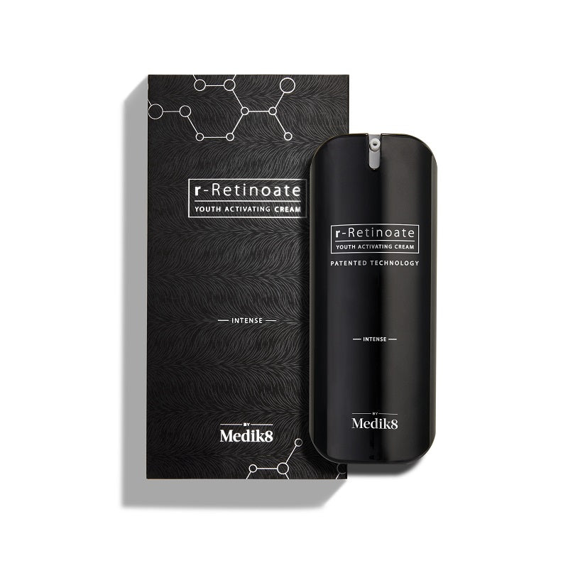 Medik8 r-Retinoate Intense, black airless pump bottle with black box