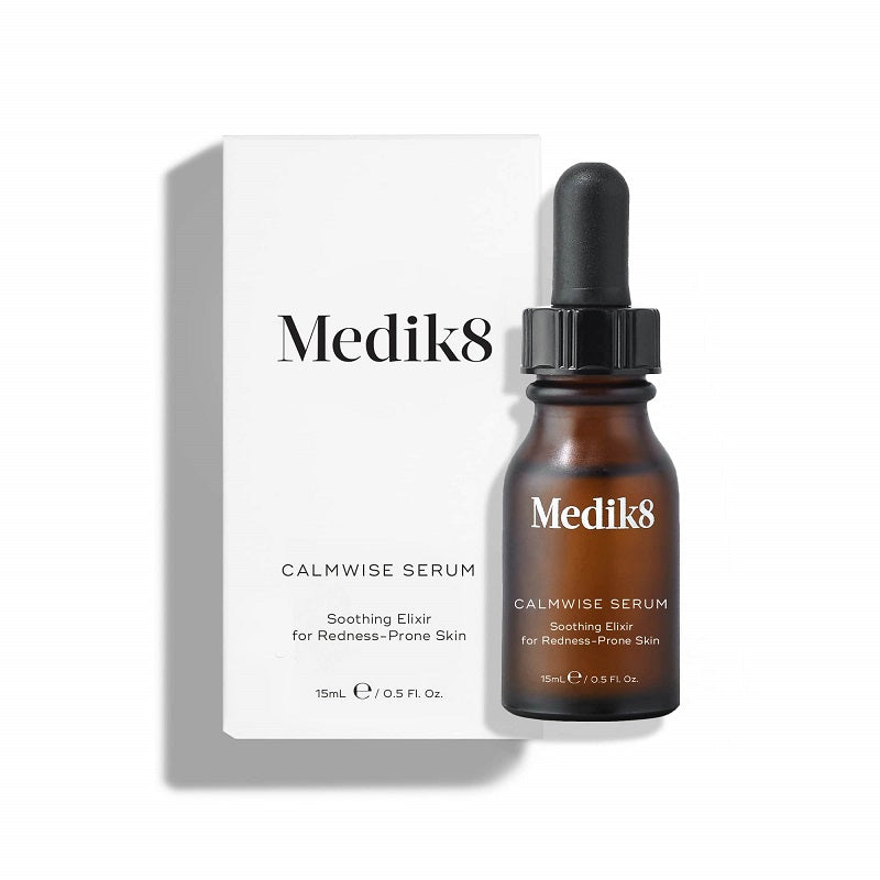 Medik8 Calmwise Serum, 15ml amber dropper bottle with white box
