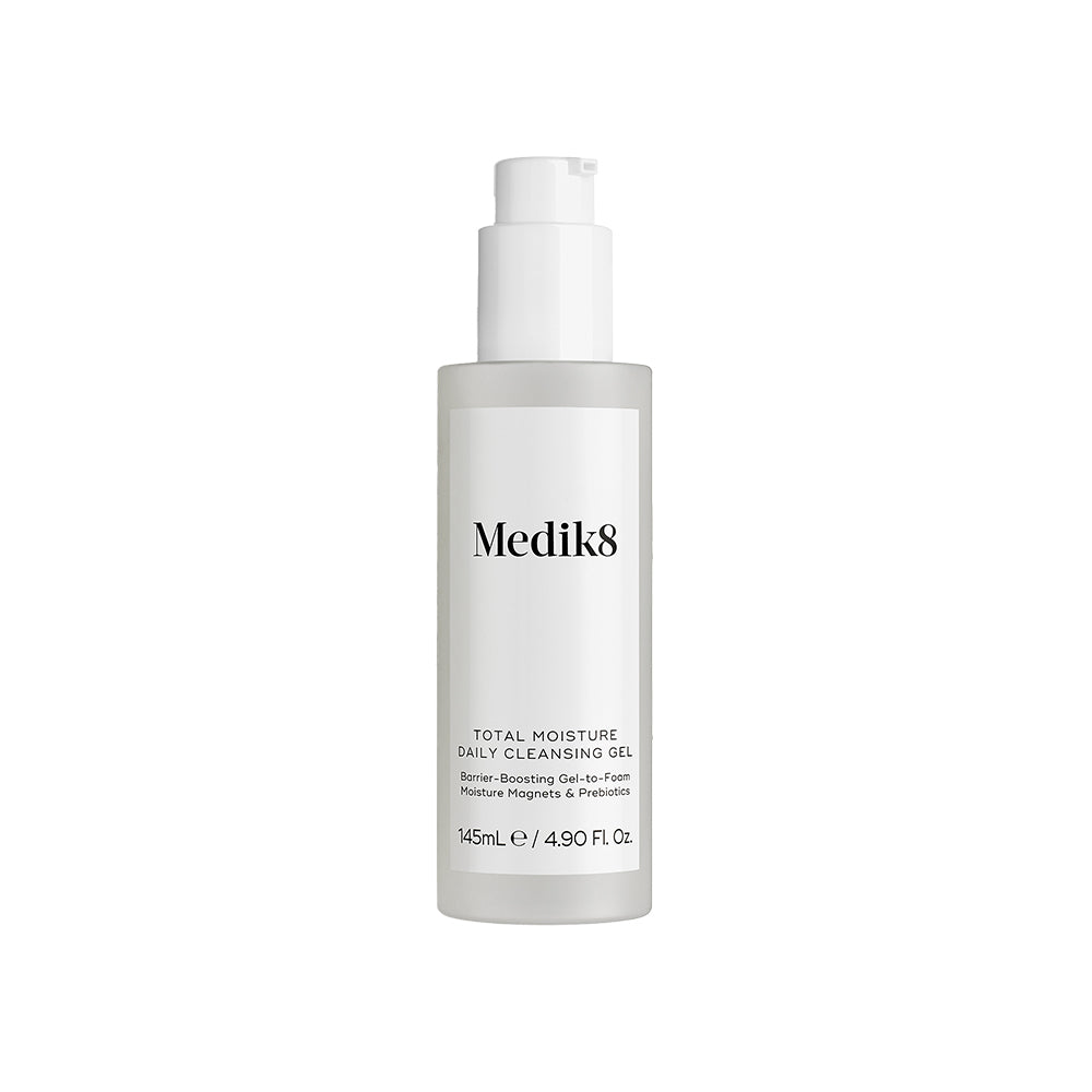 Medik8 Total Moisture Daily Cleansing Gel, 145ml white pump bottle